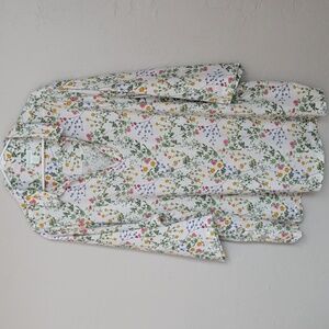 Cynthia Rowley White Floral 3/4 Sleeve Linen Blend Tunic Top Women's Size 3X